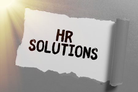Text sign showing Hr Solutions. Business showcase Outsourced Human resources consultancy and support Expertsの写真素材