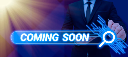 Inspiration showing sign Coming Soon. Business showcase something is going to happen in really short time of periodの写真素材