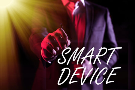 Text caption presenting Smart Device. Business approach Electronic gadget that able to connect share interact with userの写真素材