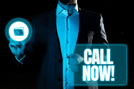 Inspiration showing sign Call Now. Concept meaning To immediately contact a person using telecom...