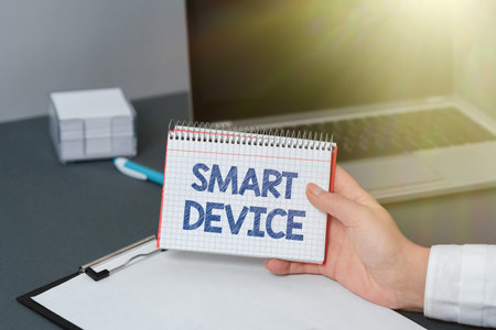 Conceptual caption Smart Device. Business overview Electronic gadget that able to connect share interact with userの写真素材