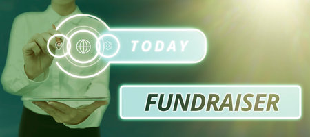 Text caption presenting Fundraiser. Internet Concept person whose job or task is seek financial support for charityの写真素材