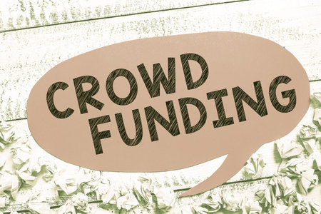 Handwriting text Crowd Funding. Business idea Fundraising Kick starter Startup Pledge Platform Donationsの写真素材