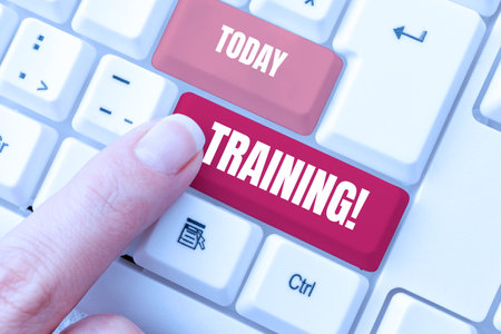 Text showing inspiration Training. Word for An activity occurred when starting a new job project or workの写真素材