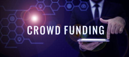 Conceptual display Crowd Funding. Word Written on Fundraising Kick starter Startup Pledge Platform Donationsの写真素材