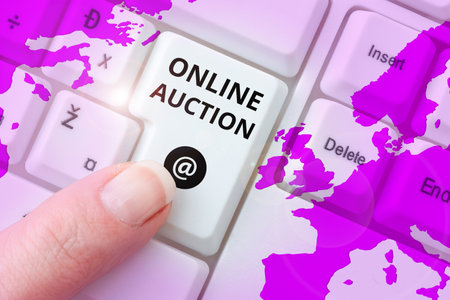 Inspiration showing sign Online Auction. Business showcase process of buying and selling goods or services onlineの写真素材