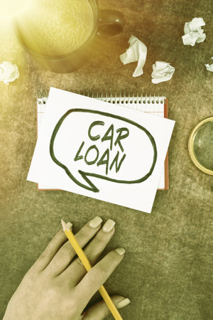 Text sign showing Car Loan. Internet Concept taking money from bank with big interest to buy new vehicleの写真素材