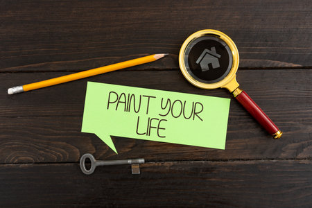 Conceptual caption Paint Your Life. Conceptual photo Taking control and create your future to achieve goalsの写真素材