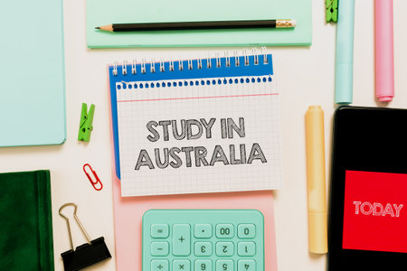 Text sign showing Study In Australia. Business concept going into foreign country order complete...