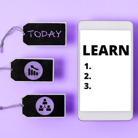 Text caption presenting Learn. Word for process of acquiring new modifying existing knowledge...