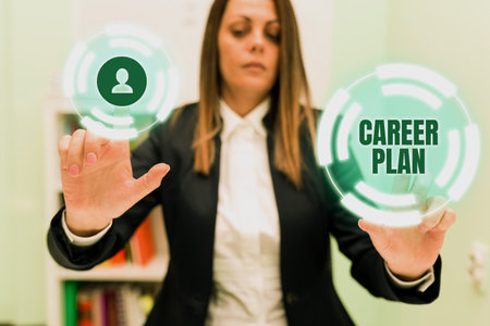 Writing displaying text Career Plan. Internet Concept ongoing process where you Explore your interests and abilitiesの写真素材