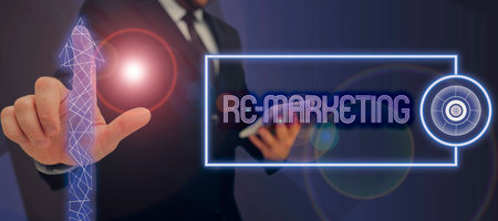 Writing displaying text Re Marketing. Concept meaning Strategy to reach potential customers in your websiteの写真素材