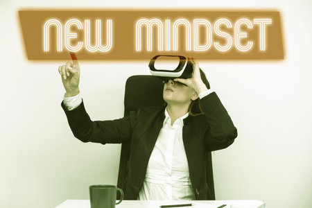 Conceptual caption New Mindset. Concept meaning freshly madeup thoughts and beliefs shaping a person s is mindの写真素材