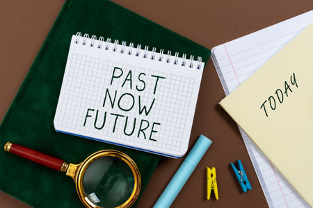 Text sign showing Past Now Future. Internet Concept Last time Present Following actions Destiny...