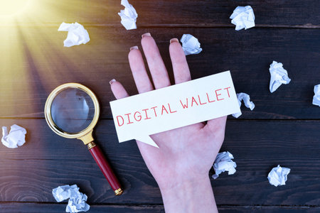 Text sign showing Digital Wallet. Business showcase a financial account that allows creating an online transactionの写真素材
