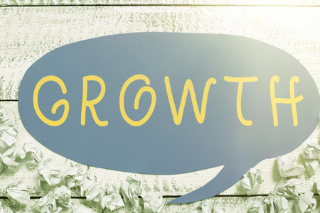 Text sign showing Growth. Business overview progressive acquisition of various skills abilities and feelingsの写真素材