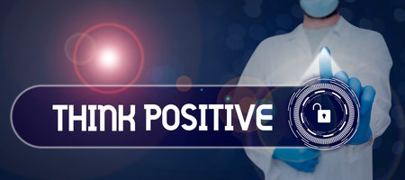 Text caption presenting Think PositiveThe tendency to be positive or optimistic in attitude. Business showcase The tendency to be positive or optimistic in attitudeの写真素材