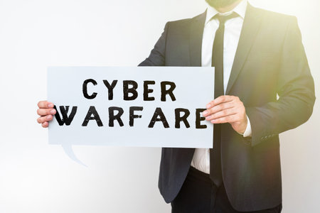 Conceptual display Cyber Warfare. Business overview Virtual War Hackers System Attacks Digital Thief Stalkerの写真素材