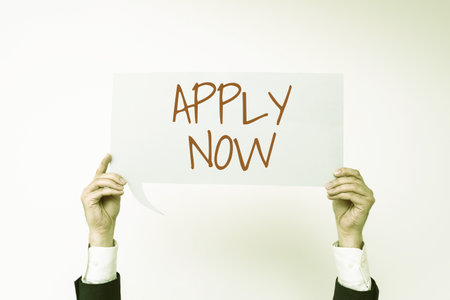 Conceptual display Apply Now. Conceptual photo An act of a person to acquire the job related to the professionの写真素材