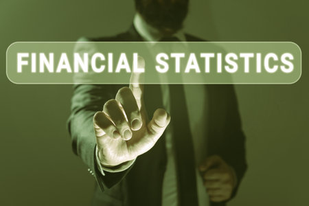 Sign displaying Financial Statistics. Business overview Comprehensive Set of Stock and Flow Data of a companyの写真素材