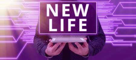 Text caption presenting New Life. Business approach start of change in the existence of an individual or animalの写真素材