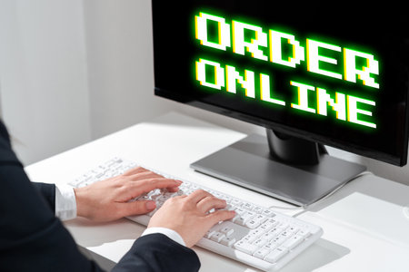 Inspiration showing sign Order Online. Business idea Buying goods and services from the sellers over the internetの写真素材