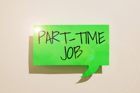 Text showing inspiration Part Time Job. Business showcase Weekender Freelance Casual OJT Neophyte Stint Seasonalの写真素材