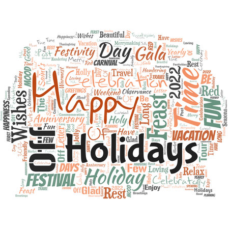 Big word cloud in the shape of dialog box with words Happy Holidays. Greeting used to recognize the celebration of many holidaysのイラスト素材