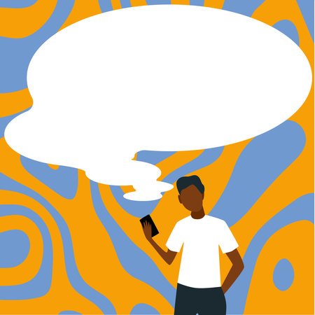 Drawing With Conversation Bubble Showing New Announcement. Speech Balloon Presenting Fresh And Important News Messages.のイラスト素材