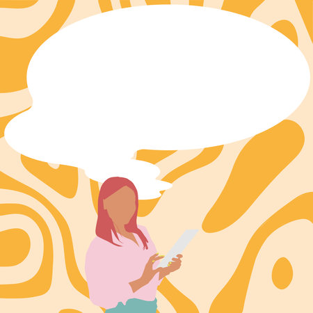 Drawing With Conversation Bubble Showing New Announcement. Speech Balloon Presenting Fresh And Important News Messages.のイラスト素材