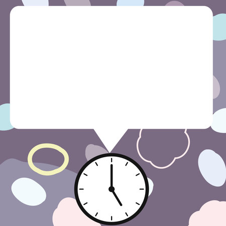 Presenter With Conversation Bubble Showing New Announcement. Colleague Speech Balloon Presenting Fresh And Important News Messages.のイラスト素材