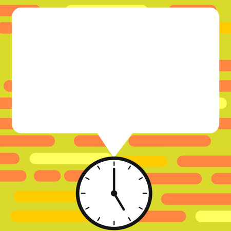 Presenter With Conversation Bubble Showing New Announcement. Colleague Speech Balloon Presenting Fresh And Important News Messages.のイラスト素材