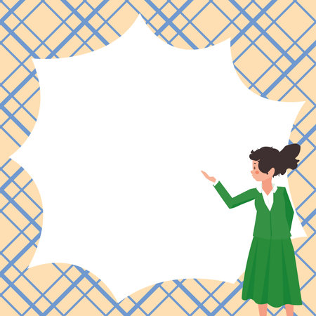 Instructor Drawing Pointing Stick On Empty Whiteboard While Holding Cup. Professor Holding Pointer At The Board Showing New Information.のイラスト素材