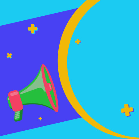 Megaphone Drawing With Conversation Bubble Showing New Announcement. Bullhorn Voice Device With Speech Balloon Presenting Fresh And Important News Messages.のイラスト素材