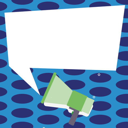 Megaphone Drawing With Conversation Bubble Showing New Announcement. Bullhorn Voice Device With Speech Balloon Presenting Fresh And Important News Messages.のイラスト素材