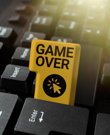 Text caption presenting Game Over. Conceptual photo A situation in a particular sport that reach his...