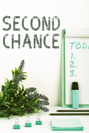 Text showing inspiration Second Chance. Business showcase the opportunity given to someone, allows them to try againの写真素材