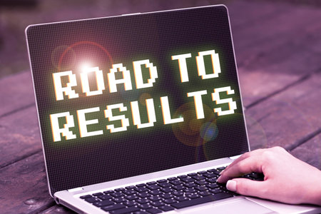 Handwriting text Road To Results. Conceptual photo Business direction Path Result Achievements Goals Progressの写真素材