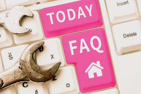 Inspiration showing sign Faq. Business idea list of frequently asked questions and answers on a particular topicの写真素材