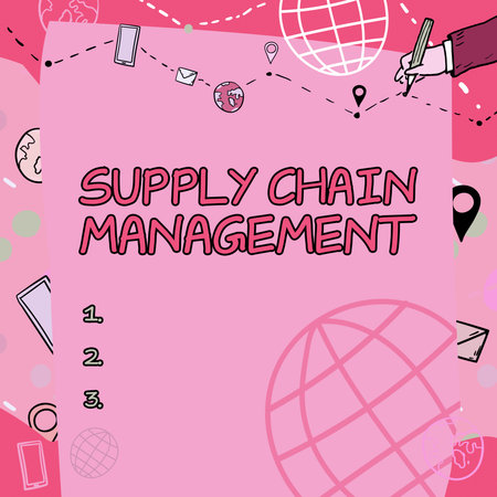 Inspiration showing sign Supply Chain Management. Concept meaning Aspects of modern smart company logistics processesの写真素材