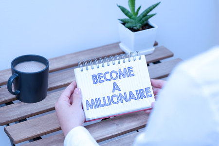 Handwriting text Become A Millionaire. Conceptual photo Aspiring to be a business tycoon and successful leaderの写真素材