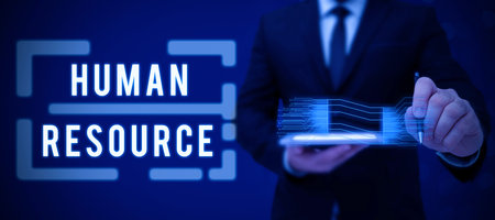 Text showing inspiration Human Resource. Concept meaning a critical department handling the staffing and employees concernの写真素材