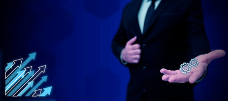 Business Man Presenting New Futuristic Growth Graphs.の写真素材