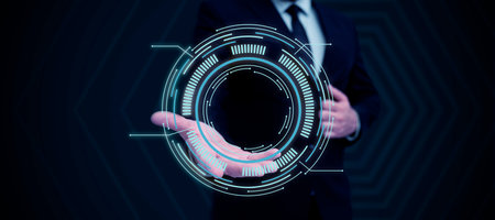 Business Man Presenting New Futuristic Technologies.の写真素材