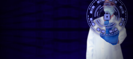 Man Standing Holding Tablet And Pressing On Virtual Button. Business Man Carrying Pad Tapping Switch Showing New Futuristic Technologies.の写真素材