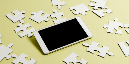 Mobile Phone Screen With Important Messages On Desk. Crutial Information On Cellphone On Tableの写真素材