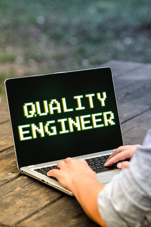 Hand writing sign Quality Engineer. Word Written on findings of the study based upon the information...
