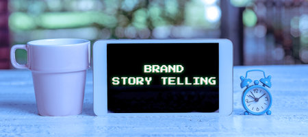 Conceptual display Brand Story Telling. Business concept Blends Practice of Academic Theoretical...