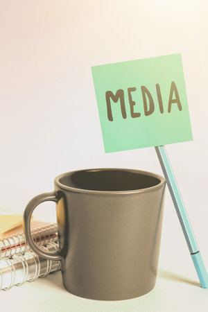 Inspiration showing sign Media. Internet Concept communication outlets or tools used to store and deliver informationの写真素材