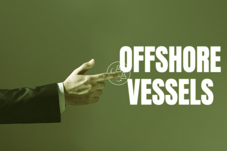 Conceptual caption Offshore Vessels. Word Written on kind of learning that takes place via the Internetの写真素材